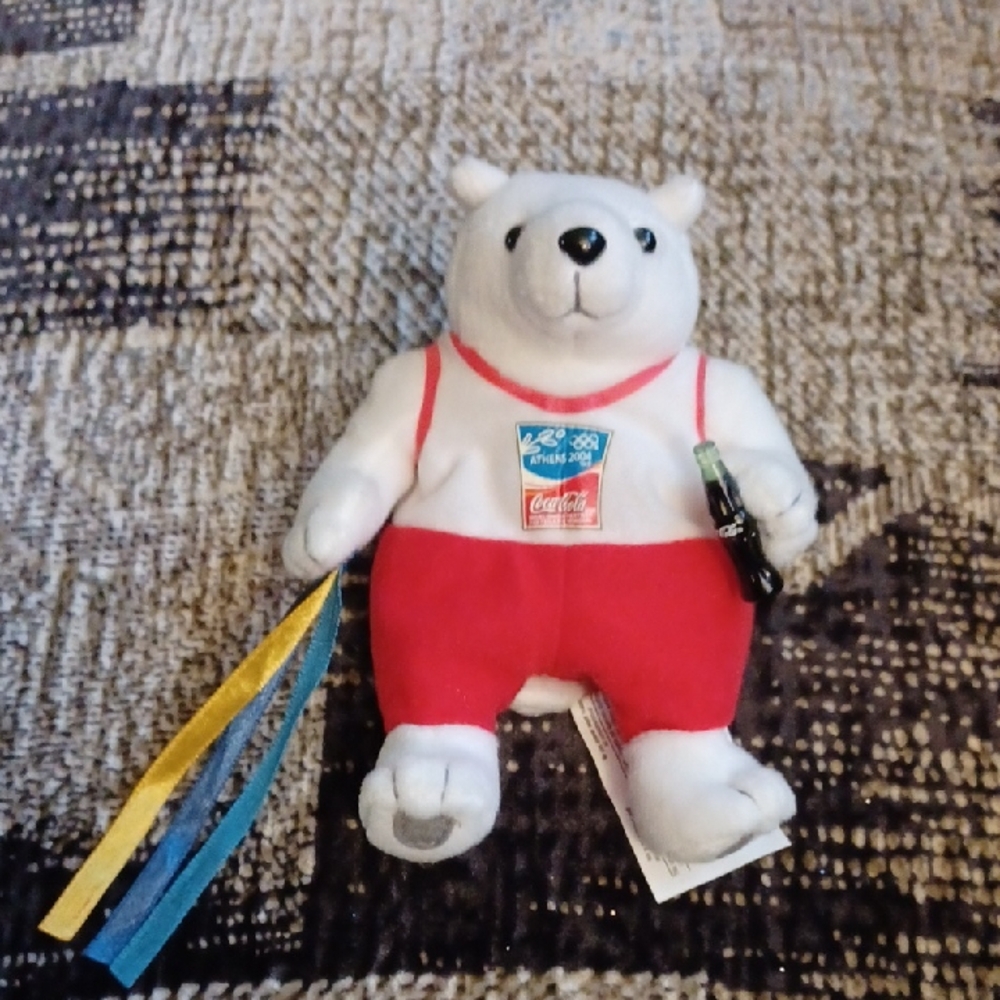 4/$60 Olympic Coca Cola Polar Bear Plush Toy - Athens 2004